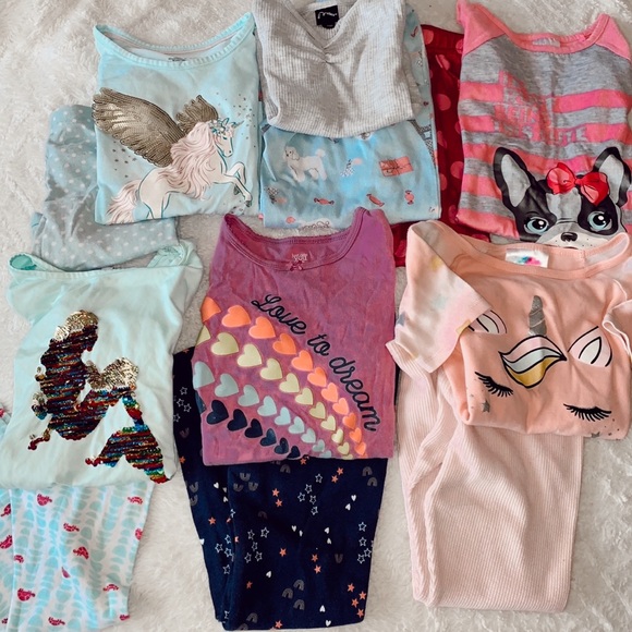 🌙 💤 9 Pairs PJ girl pajama lot, bundle winter and fall long pants 💤 🌙 - Picture 2 of 13